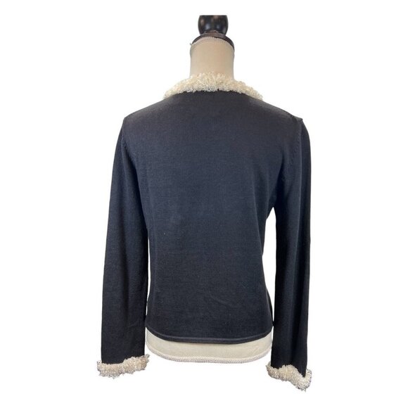 Michael Simon Womens Small Snowflake Sweater Winter Neck Sleeve Trim White - Picture 3 of 7